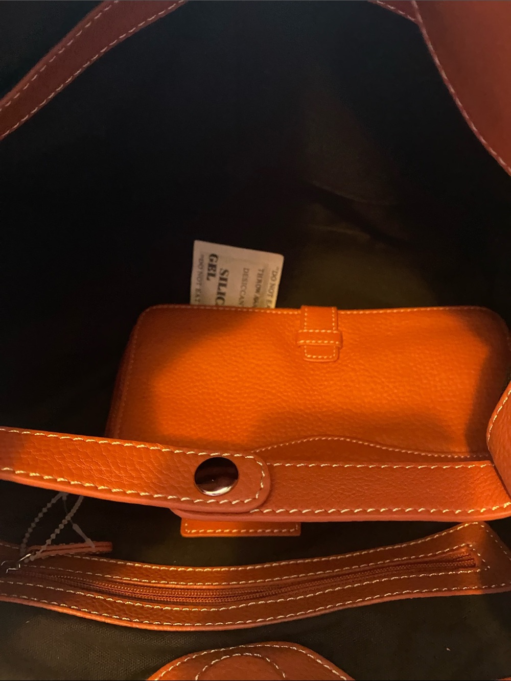 Tignanello Burnt Orange Leather Shoulder Tote - Picture 5 of 8